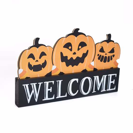 Decorazione da tavolo di Halloween in legno, targa da tavolo in legno, decorazione di Halloween